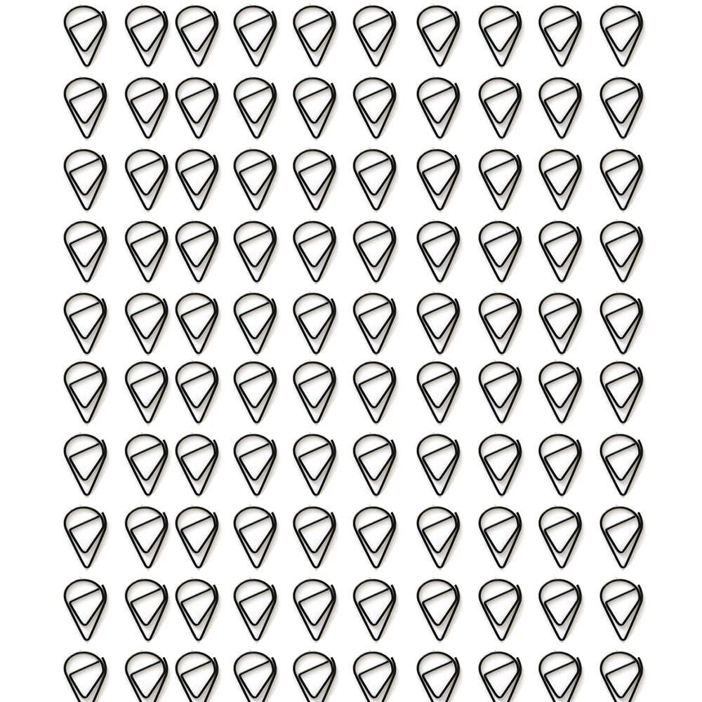 100 Pezzi Fermagli Ufficio, Graffetta per Fogli, Per Libri, Promemoria, Carta, Poster, Foto, Segnalibro a Goccia in Metallo (nero)