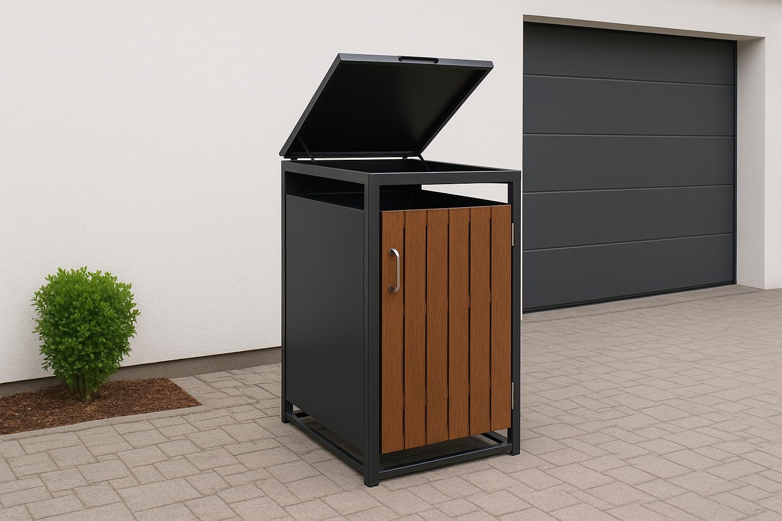 GreenYard Mülltonnenbox Mülltonnenverkleidung Stahl 120L dunkelgrau wetterfest mit Schloss