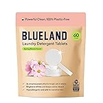 BLUELAND Laundry Detergent Tablets, 60 Count, Spring Bloom Scent, Plastic-Free Eco-Friendly Pods, Sheets, Liquid Alternative - Safe for Sensitive Skin, Gentle