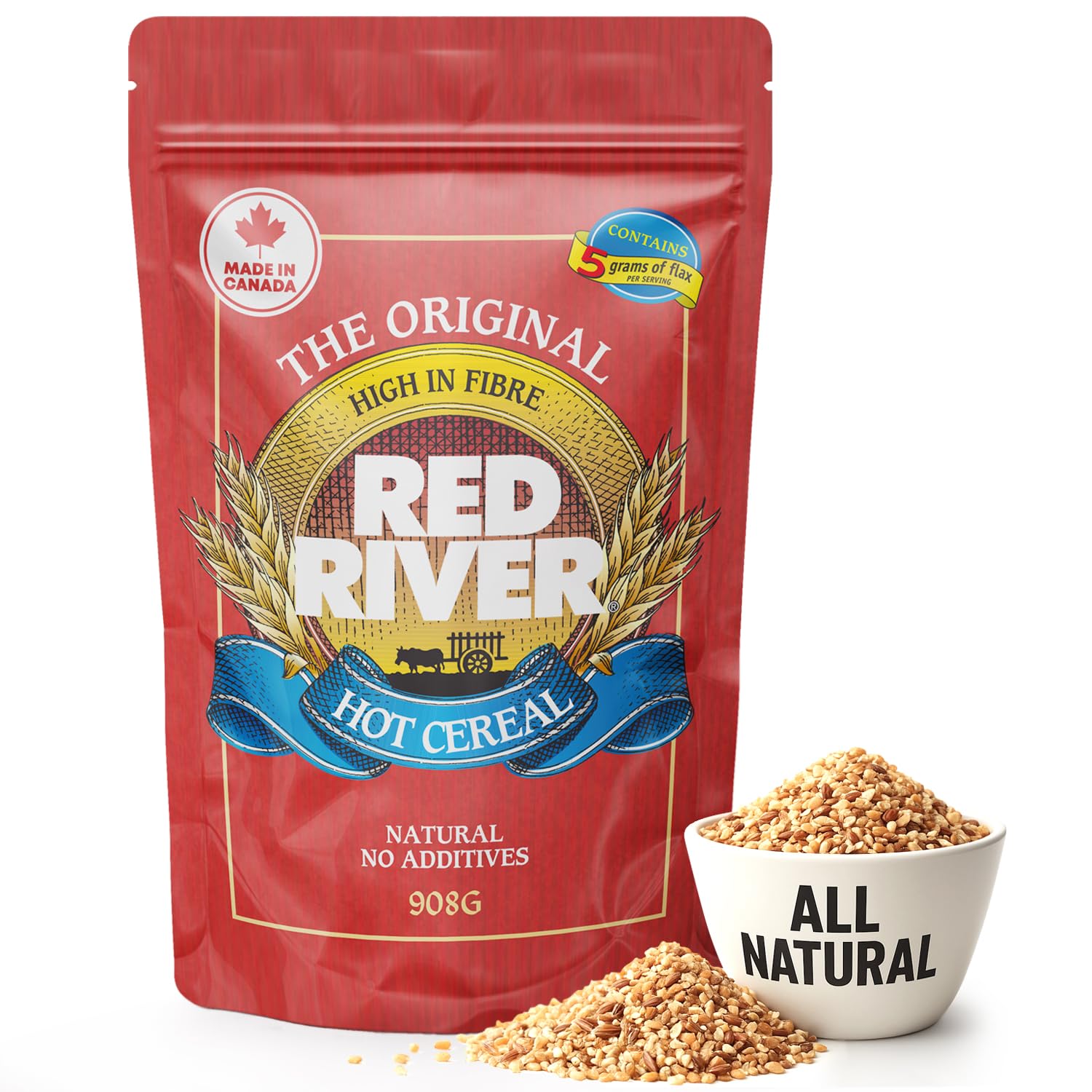 Cereal - Cracked Wheat Hot Cereal (2lbs / 908g) Made in Canada at Arva Flour Mills - All Natural, No-Additives (1-Pack)