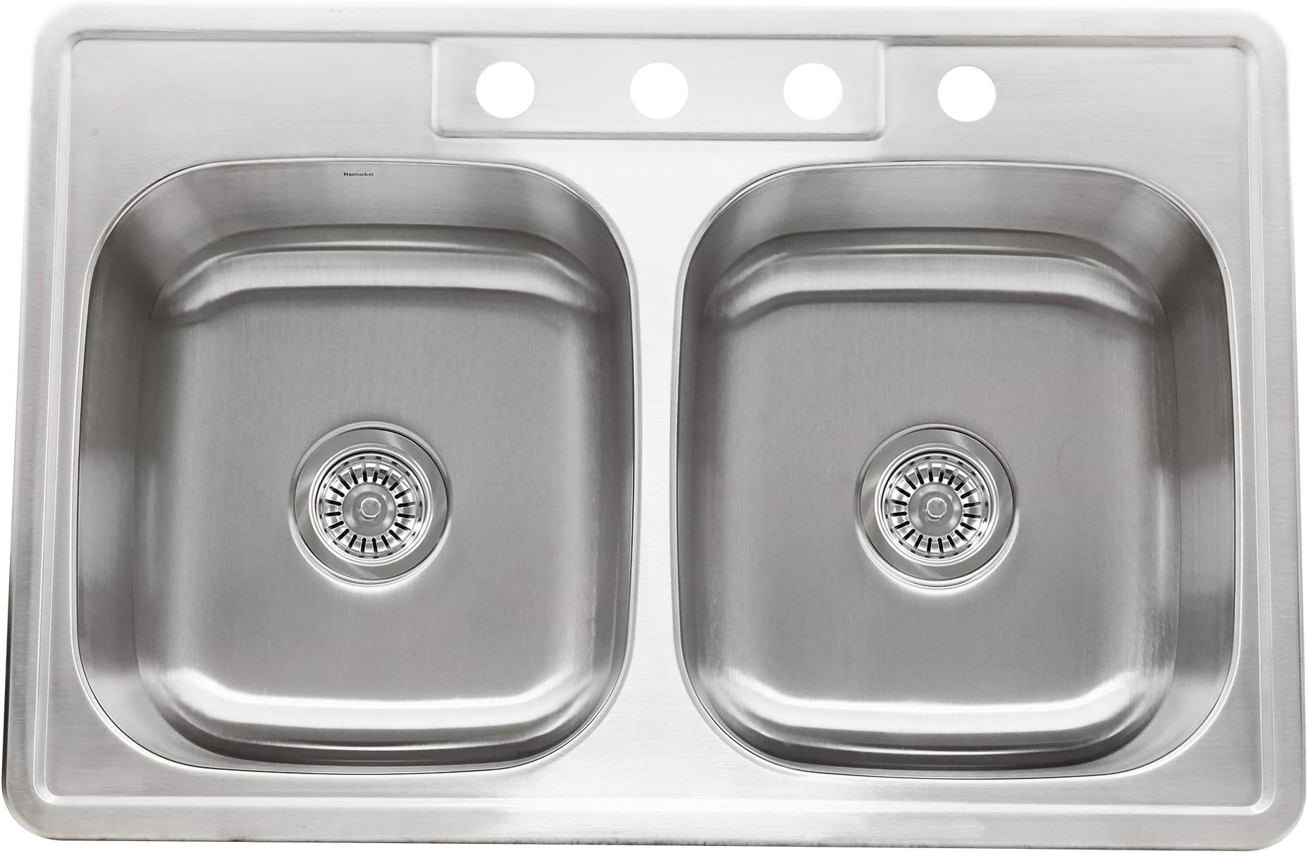 Nantucket Sinks NS3322-DE-9 33-Inch Drop-in Double Bowl Stainless Steel Kitchen Sink