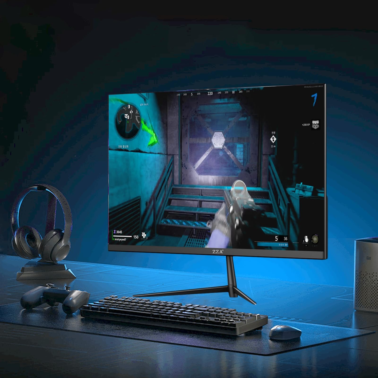 CRUA Moniteur de Jeu 24.5 Pouces FHD (1920 x 1080), Incurvé Écran PC, 240 Hz, 1 ms (MPRT), Adaptive Sync, 120% sRGB,Technologie Eye Care Plus, lumière Bleue, Flicker Free,VESA,DP, HDMI,Noir
