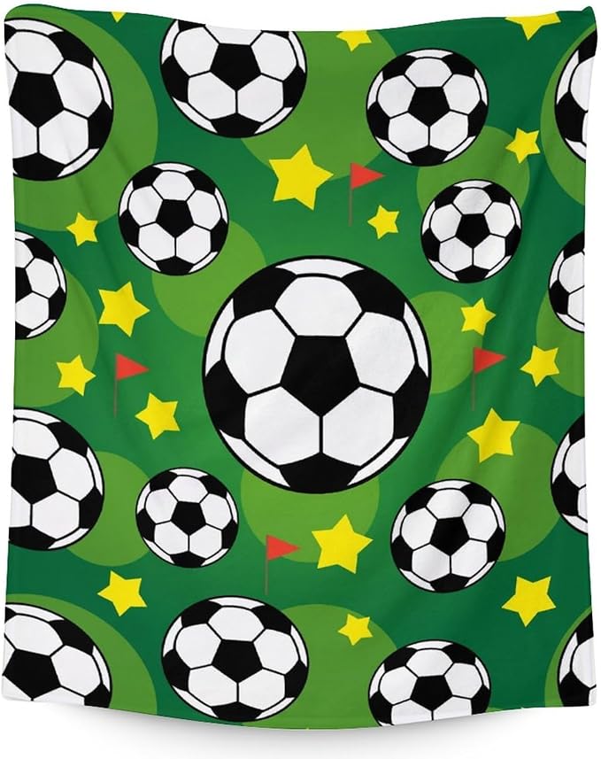 Mercuryelf Soccer Blanket Gifts, 40"x50" Funny Football Throw Blankets for Boys Kids, Cozy Lightweight Fleece Plush for Sofa Bed Room Decor