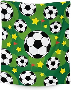 Mercuryelf Soccer Blanket Gifts, 40"x50" Funny Football Throw Blankets for Boys Kids, Cozy Lightweight Fleece Plush for Sofa Bed Room Decor
