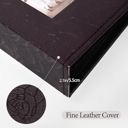 Vista 45 de Álbum de fotos de 100 x 6 pulgadas, 100 álbumes de fotos pequeñas, cubierta de cuero de primera calidad, página interior blanca, álbumes de fotos