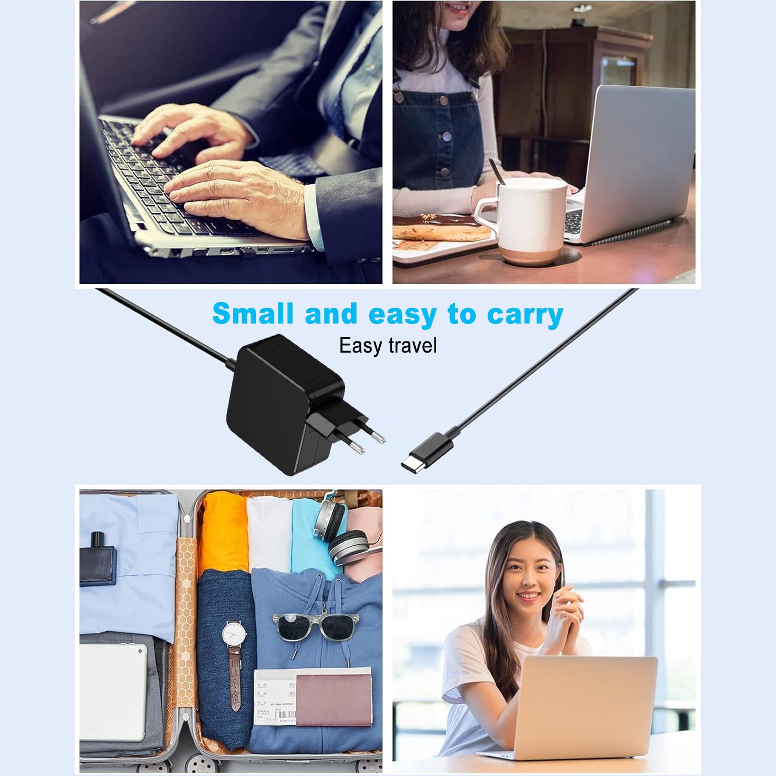 Chargeur USB C 65W SCOVEE Compatible MacBook Pro/Air Lenovo Thinkpad Yoga Huawei Matebook HP Chromebook ASUS Zenbook Acer Chromebook Dell