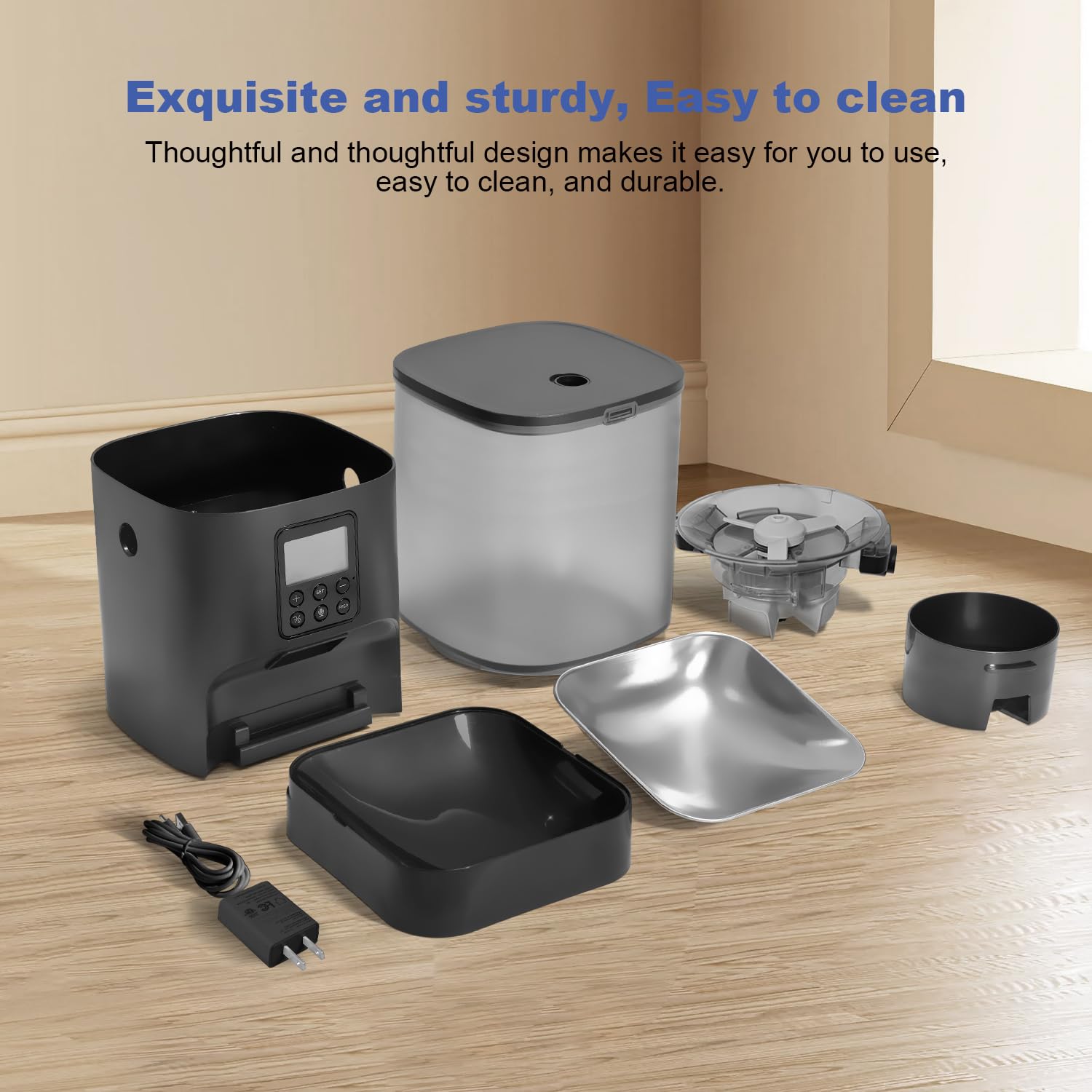 Automatic Cat Feeder, 6L Cat Food Dispenser with 10s Voice Recorder, Pet Feeder up to 8 Meals per Day, Timed Feeder with Dry Food Sealed Ring (Black) - image 6