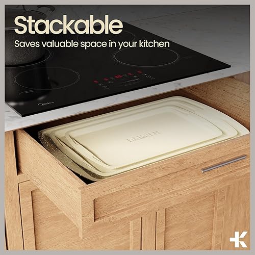 Vista 5 de Bakken Swiss - Juego de utensilios para hornear, 6 piezas, apilables, de lujo, antiadherentes, para cocina profesional y casera, acero al carbono