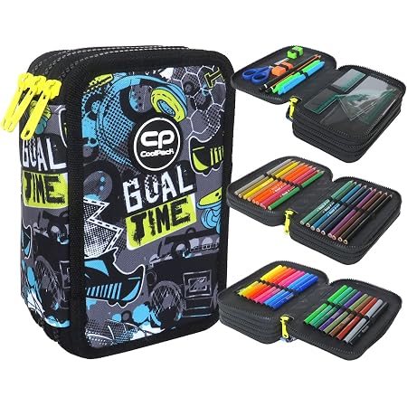 CoolPack XXL 3-fach Federmäppchen Gefüllt Mit 44 Teilen – Für Schule, Unicorn Design, Wasserfestes Polyester