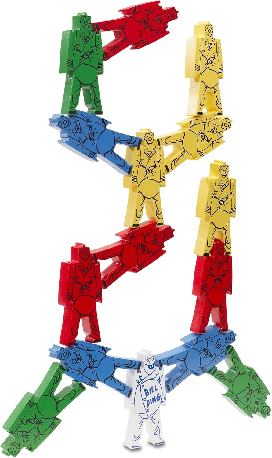 Bill Ding Original Balancing Clowns Deluxe Set Unique Colorful Stacking Building Interlocking Wooden Blocks Educational for Age 3+ Boys & Girls Motor Skills Hand Eye Coordination