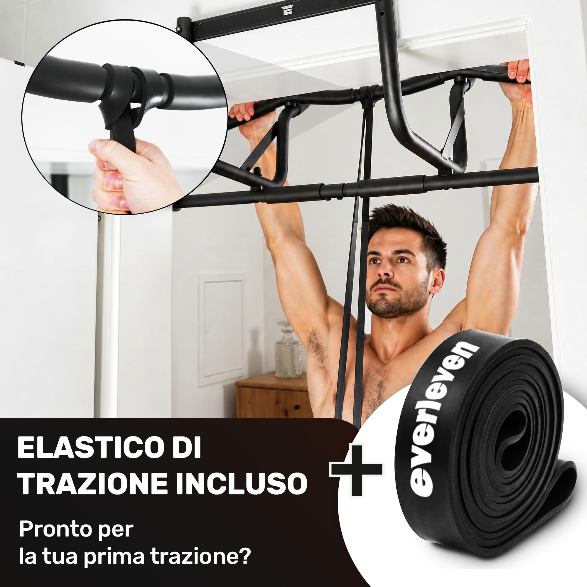 [NUOVO] Barra per trazioni telaio porta senza viti Fitness Barra I Pull per trazioni porta [7-22 cm] Pull Up Bar allenamento [design protetto]