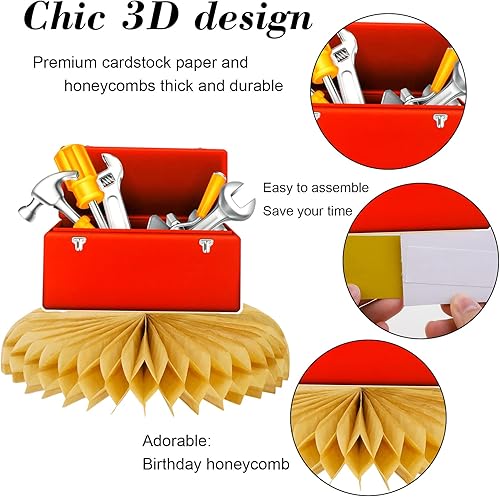 Miniatura 4 de HOWAF Centros de mesa de panal para el día del padre, 9 piezas de decoración de mesa de papel negro dorado para el día del padre, suministros de