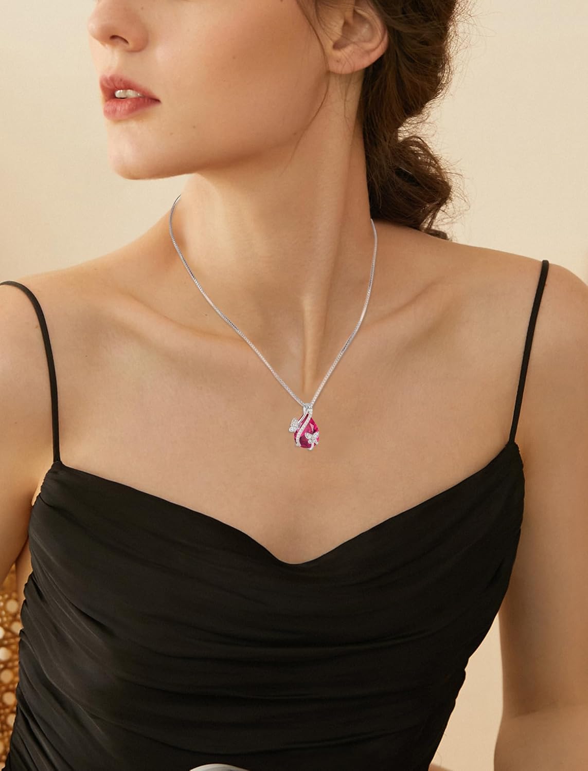 Butterfly Necklaces for Women Birthstone Pendant Necklace 925 Sterling Silver 5A Cubic Zirconia Jewelry Mother's Day Anniversary Christmas Birthday Gifts for Her - Image 4