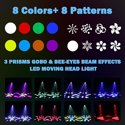 Miniatura 2 de Luces LED de escenario de 150 W, ojos de abeja, 3 prismas, luces de cabeza móvil, 8 gobos, 8 colores, 15 canales, luces de DJ, luces de discoteca,