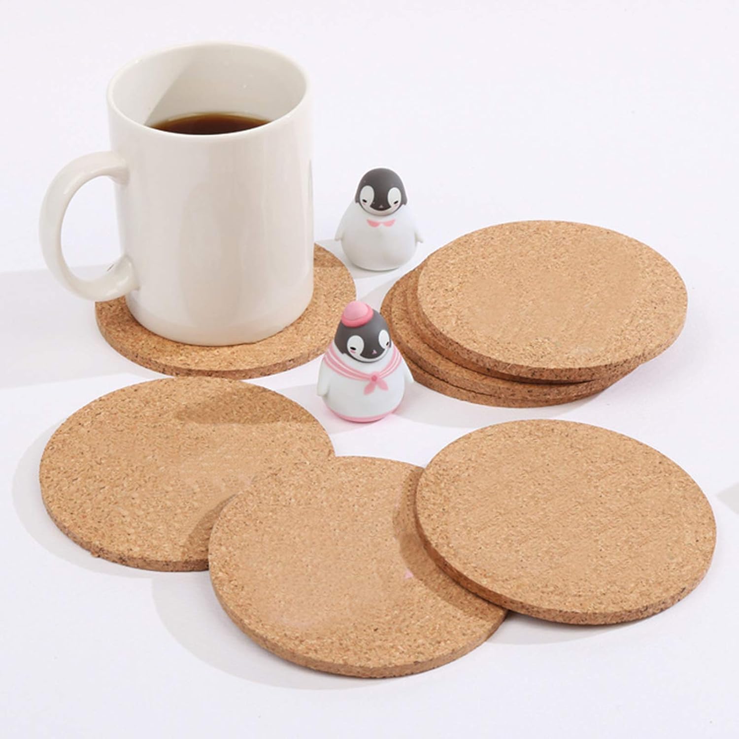 Natural Cork Coasters Set of 5 | 10 cm Diameter, 5 mm Thick | Eco-Friendly, Heat Resistant & Absorbent Drink Coasters | Anti-Slip Table Mats for Tea, Coffee, Beer & Dining-image-27