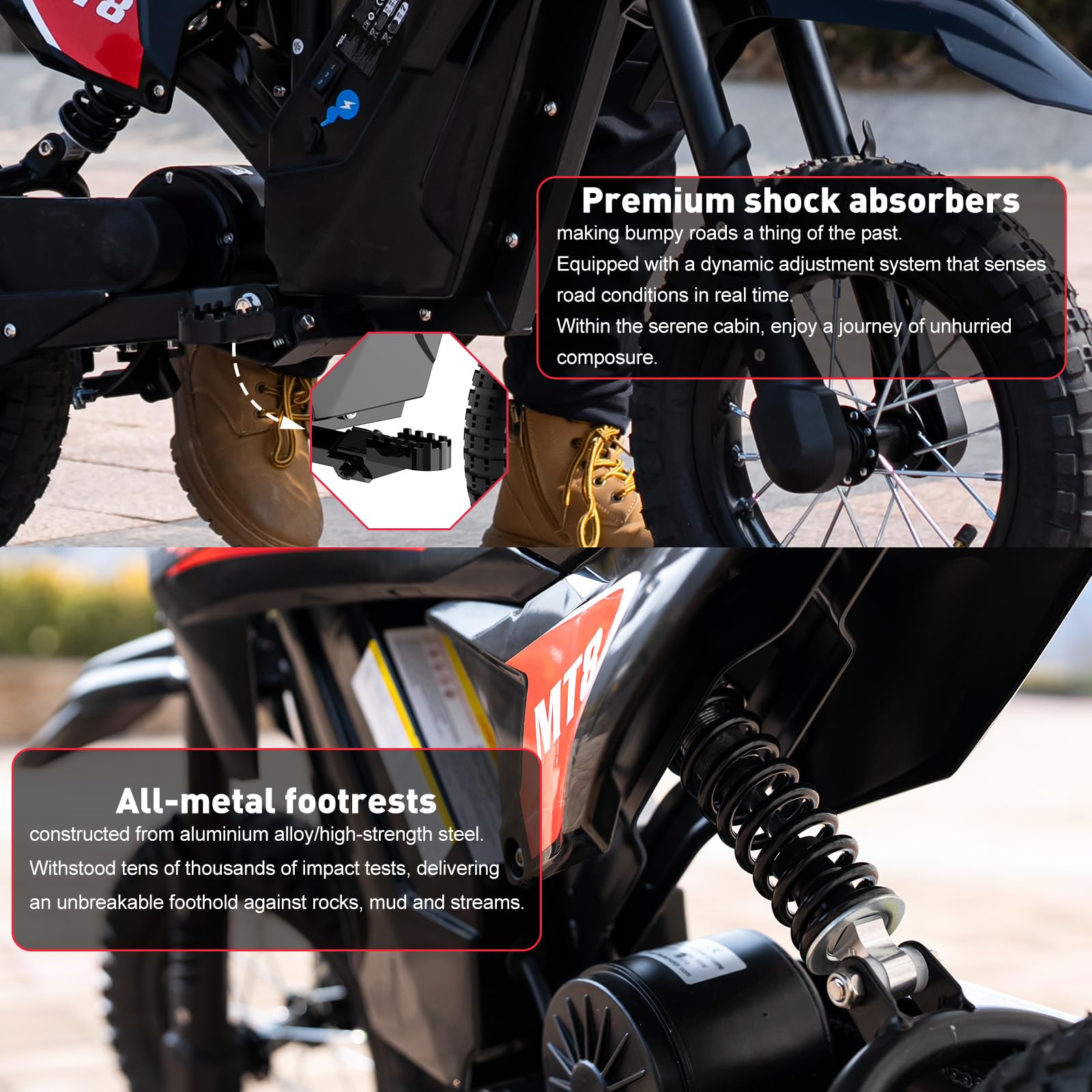 Moto Eléctrica para Niños 300W, 3 Velocidades 8/12/25 km/h, Batería 36V 5,2Ah, Autonomía hasta 18 km, Neumáticos 12 Pulgadas, Freno de Tambor, hasta 60 kg