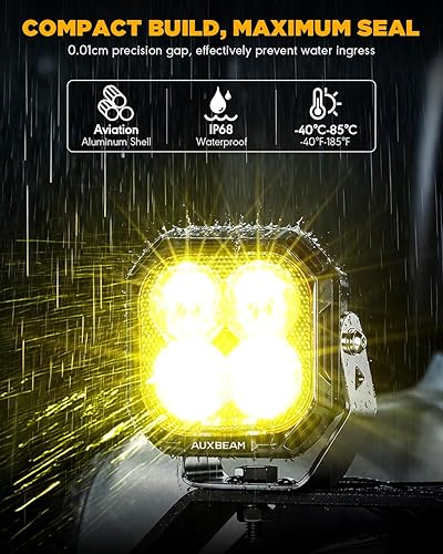 Miniatura 3 de Auxbeam Color Play Series - Cápsulas LED de 3 pulgadas, 7 colores RGB, luces de zanja todoterreno con cubiertas blancasámbar de 116 W, barra de luz