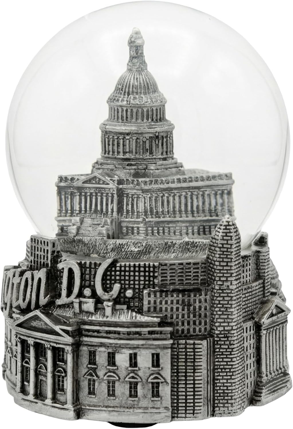 Silver Washington DC Snow Globe 3.5 Inches