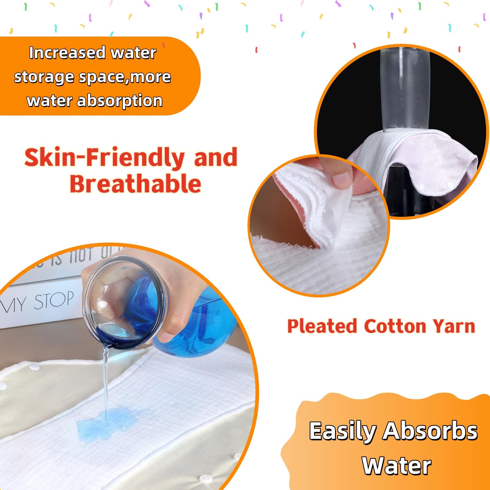 KUMUROETA Washable Sanitary Napkins,Reusable Sanitary Pads,Heavy Incontinence Pads,Sanitary Napkin Set,7pcs/Set,Pack of 6+1 Storage Bag,Suitable for Heavy Menstrual Flow,Incontinence Patients