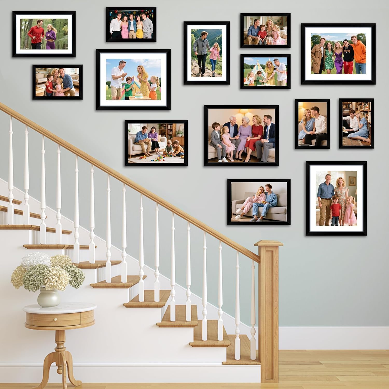 11x14 Picture Frame Set of 8, Black Photo Frames for Gallery Wall Mounting, Display Pictures 8x10 with Mat or 11x14 Without Mat, Poster Frames with Plexiglass for Home Office Decor