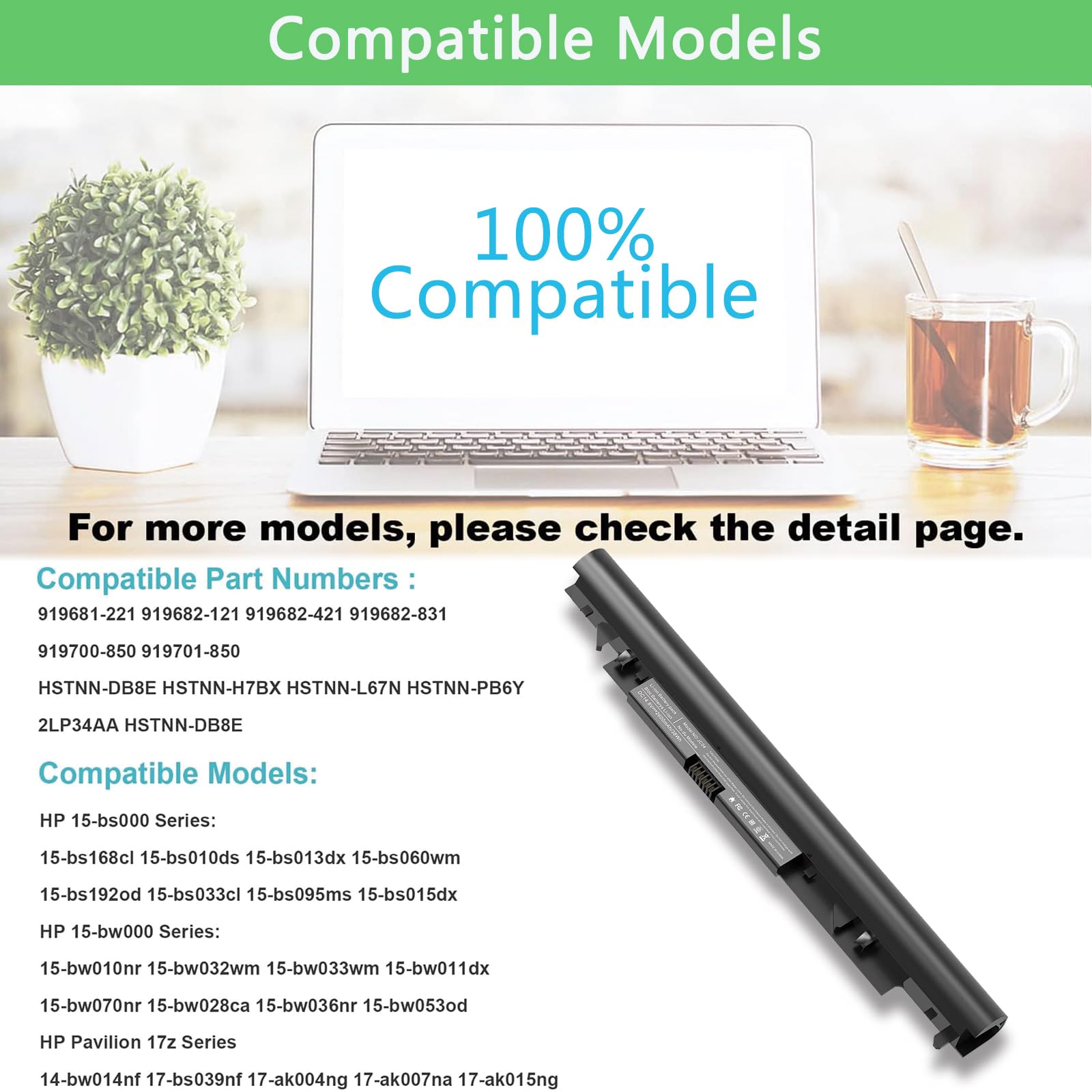 JC03 JC04 - Batería de repuesto para laptop HP 919700-850 919701-850 15-bs0xx 17-bs0xxx 15-bs1xx 15-bw0xx 17-ak0xx 17-bs020nr 17-bs153cl 17-bs153cl 17-bs17-bs153cl 17-ak0xx 17-bs020nr 17-bs153cl
