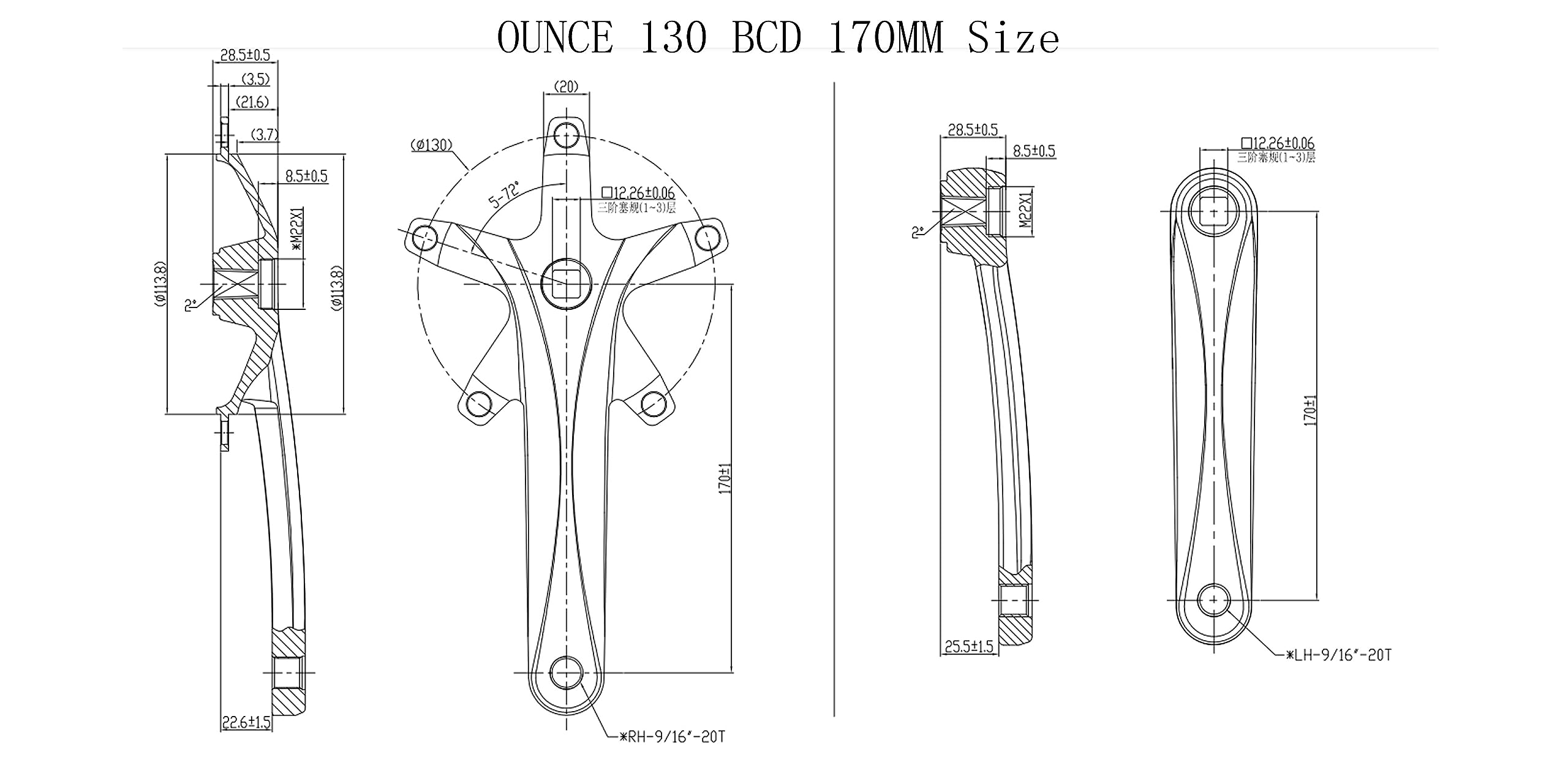 自転車用クランクアーム 方形穴クランク　170MM BCD130 Amazon | Prowheel 自転車用クランクアーム 方形穴クランク