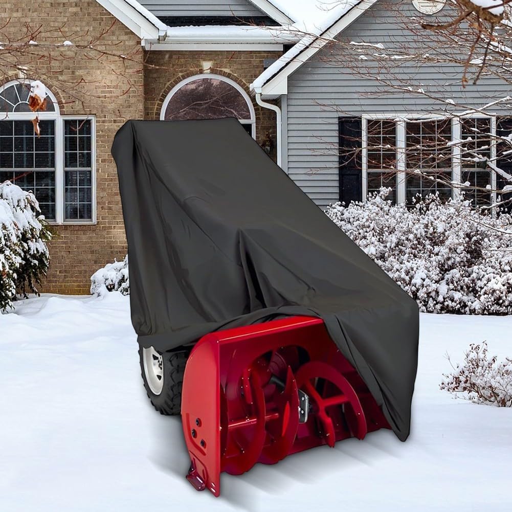 Cubierta para soplador de nieve, 109-127 cm resistente 210D Oxford, impermeable, resistente al viento con cordón, protección eléctrica de dos etapas para quitanieves