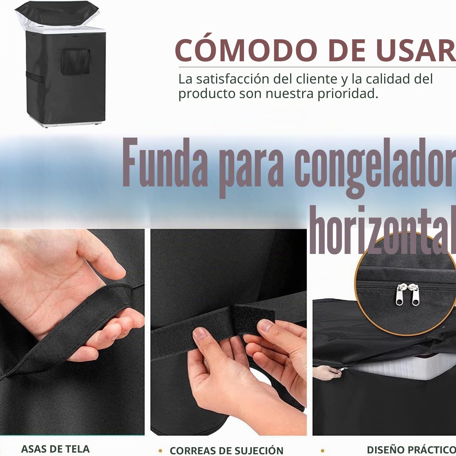 Genérico Funda Cubierta Impermeable Congelador Refrigerador, Anti Polvo y UV - Cremallera Superior, Interior/Exterior, Compatible Congeladores Verticales y de Bebidas (Gris, 102 * 64 * 89cm)