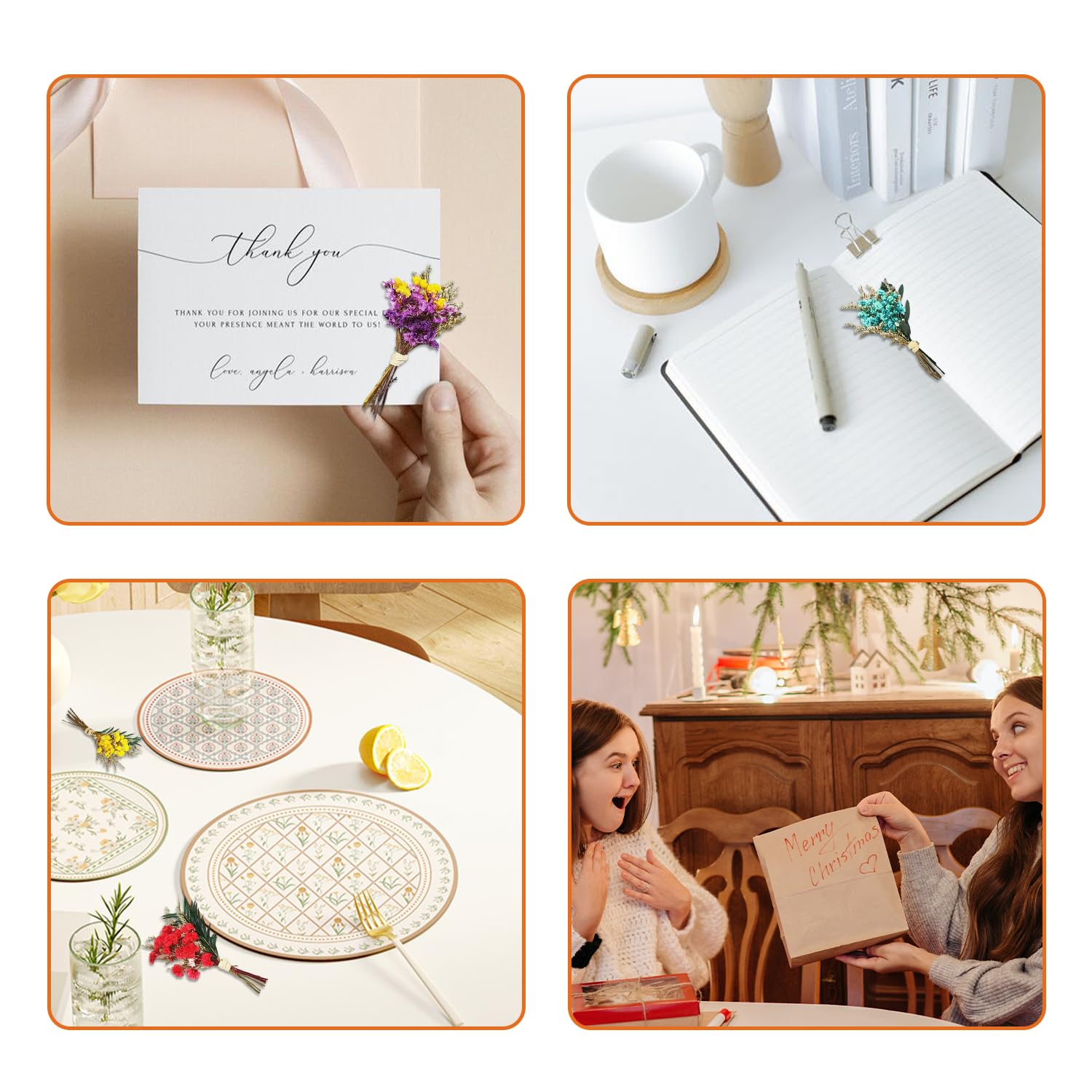 10 Piezas Ramos Miniaturas de Flores Secas,Decoración Natural con Flores Secas Pequeñas,para Decorar Scrapbooks,Bullet Journals,Álbumes de Fotos,Sobres de Regalo y Cajas de Regalo