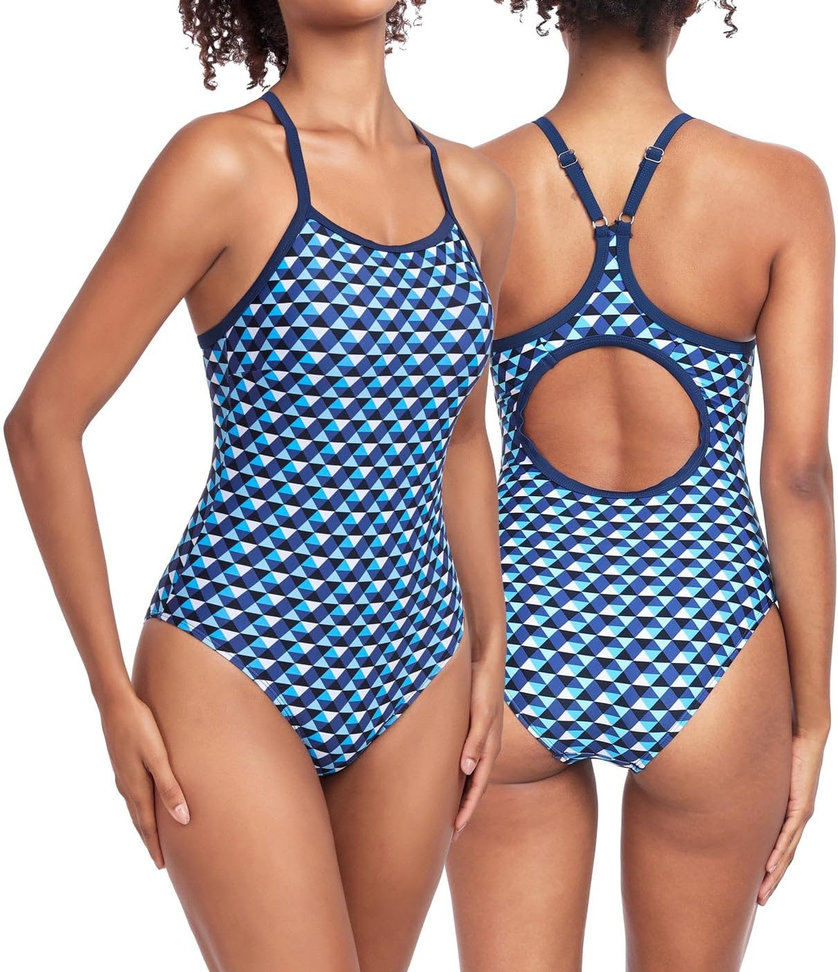 Adoretex Women’s Printed Adjustable Thin Straps Athletic One Piece Swimsuit, with Removable Padded Bra for Youth and Adults