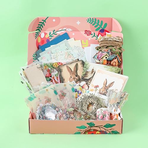 Miniatura 2 de Grabie Caja de álbumes de recortes de Pascua, kit completo de álbumes de recortes con calcomanías de tamaño completo y papel, ideal para álbumes,