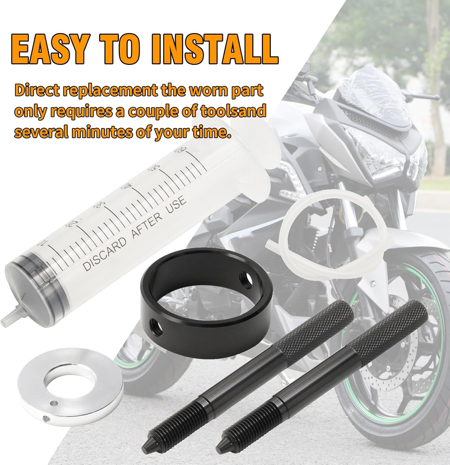 Universal Motorcycle Fork Service Tool Kit, Fork Maintenance Tool Set Fork Oil Level Tool, Fork Spring Compressor and Damper Rod Bleed Tool