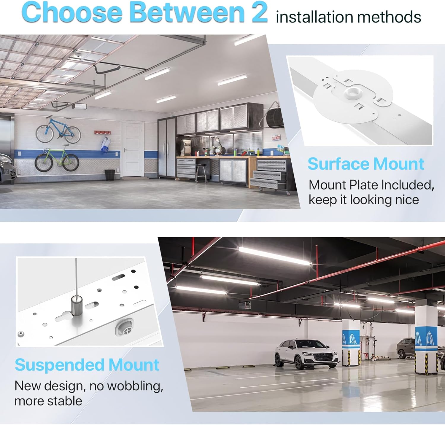 HYPERLITE 4 Foot Led Strip Lights: 40/32/24W Linear Strip Light Selectable 35/40/5000K, 130lm/w,120-277V Commercial Led Shop Light,1-10V Dim Linear Light Fixture for Workshop Basements, UL Listed, 2P