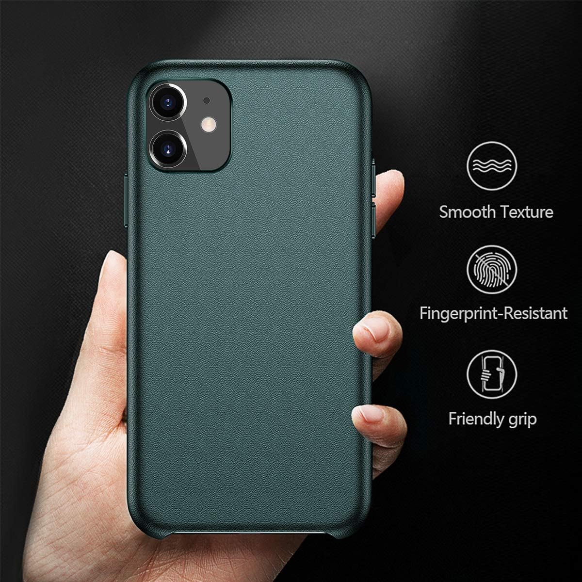 Free Shipping Over $50 MATEPROX Genuine Real Leather iPhone 11 Case Protective Ultra-Thin [Slim Fit] with Microfiber Lining Cover for iPhone 11 6.1inch-Forest Green