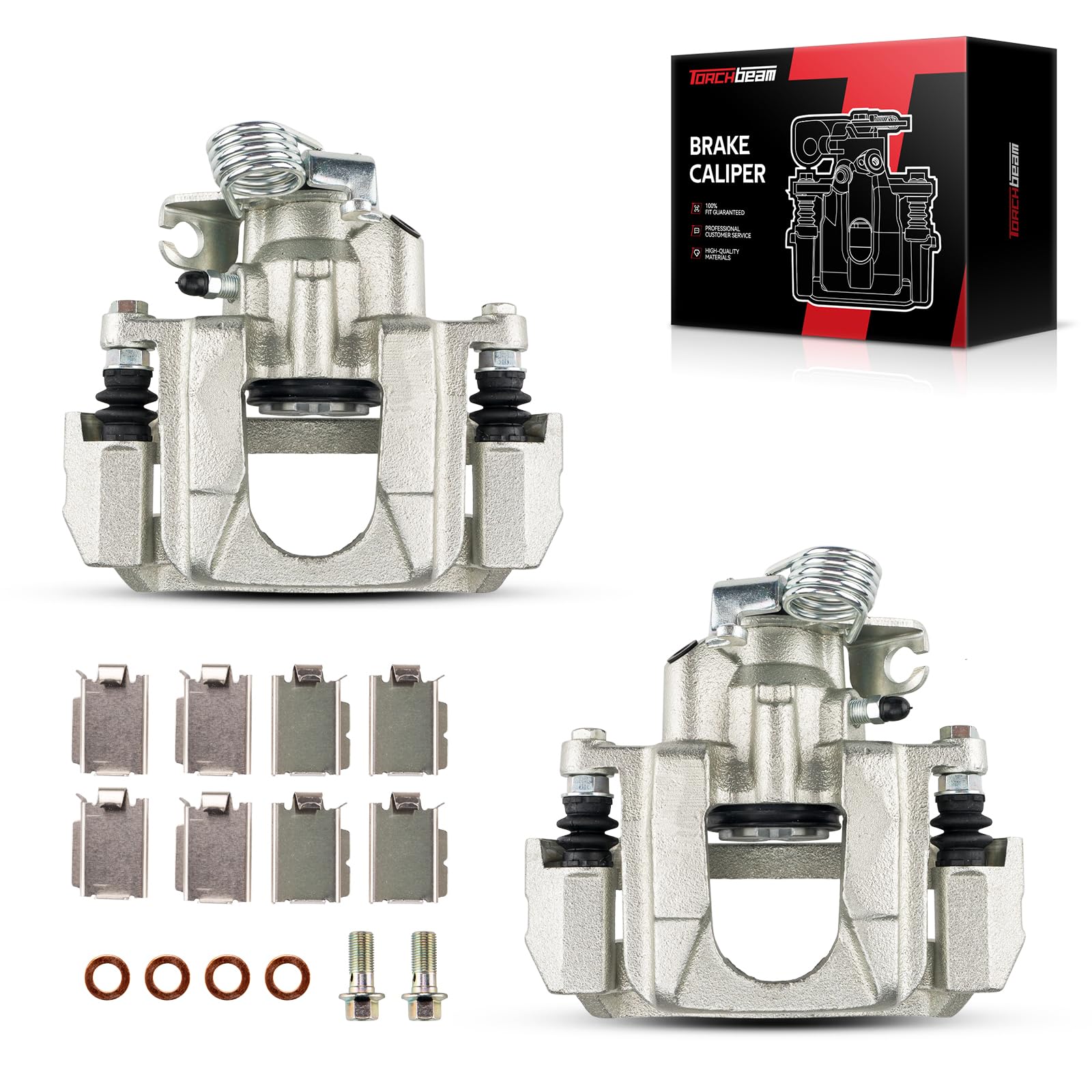 Torchbeam 2PCS Rear Driver and Passenger Side Brake Caliper For Ford Lincoln for 2011-2019 Explorer, 2013-2019 Taurus 3.5L, 2010-2014 Flex, 2010-2014 MKT, Disc Brake Caliper Replace # 18B5263+18B5262