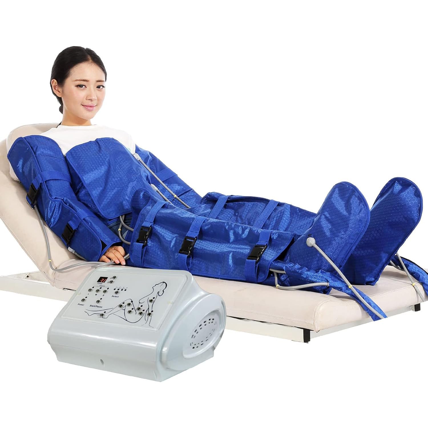 Presoterapia Drenaje Linfático para Casa,4 Programas 3 Intensidades, 16 Airbag,Accesorios Brazos/Piernas/Glúteos/Abdomen,Mejor Regalo para Familiares