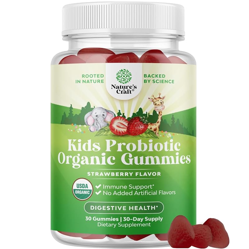 Natures Craft Suplemento Probiótico Infantil com Bacillus subtilis, 2,5 bilhões de UFC, 30 gomas