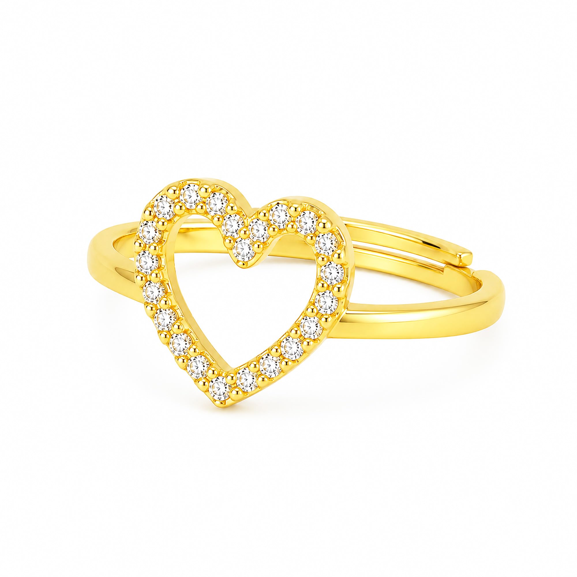 Finger Rings for Women Stylish White American Diamond/CZ Gold Plated Adjustable Heart Shaped Trendy Rings for Women and Girls-image-40