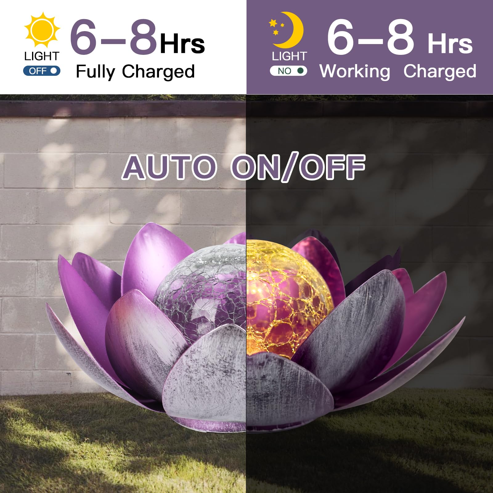 Kyduu Outdoor Decorations Lotus Light, Solar Lights Outdoor Garden Ornaments, LED Lotus Lamp Flower - Image 4
