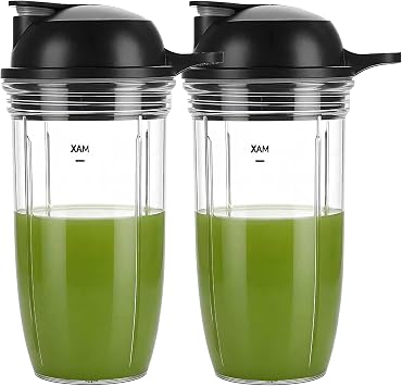 Replacement juicer personal jar 24oz cup with to go lidPack of 2pcs Compatible with NutriBullet Blender ComboZNBF30400Z/ZNBF30500Z//Select Blender 1200NB07200-1210 /PRO 1000/ Select Blender