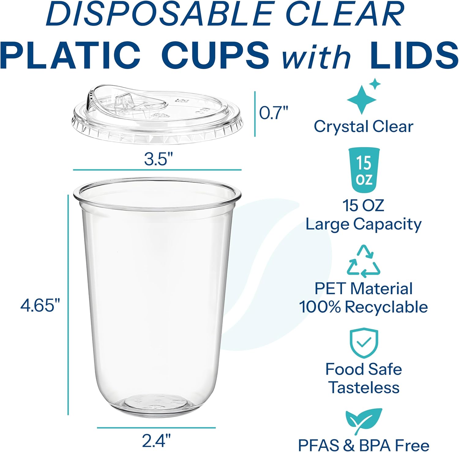 Homestockplus 25 Pack 15 oz BPA-Free Clear Plastic Cups with Strawless Sip Lids - Leak-Proof Round Bottom Disposable Iced Coffee Cups for Kids, To-Go Cold Drinks, Ideal for Small Parties & Daily Use - Image 2
