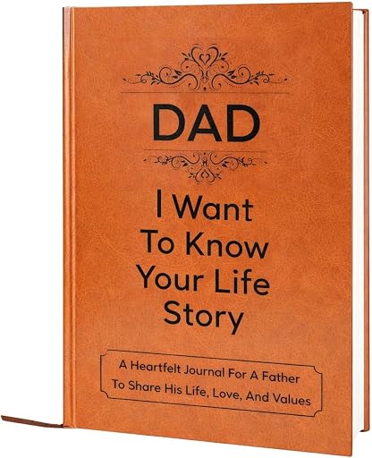 XKFCFC Best Fathers Day Gift for Dad from Daughter Son - Dad : I Want to Know Your Life Story Leather Journal (Hardcover): Sentimental Keepsake for Father‘s Day, Birthday, and Christmas, Guided Life Story Book with 300+ Prompt Questions