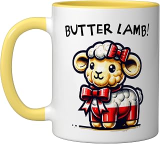Buffalo Tradition NY And Polish Flag Easter Butter Lamb Ceramic Mug, Yellow/White