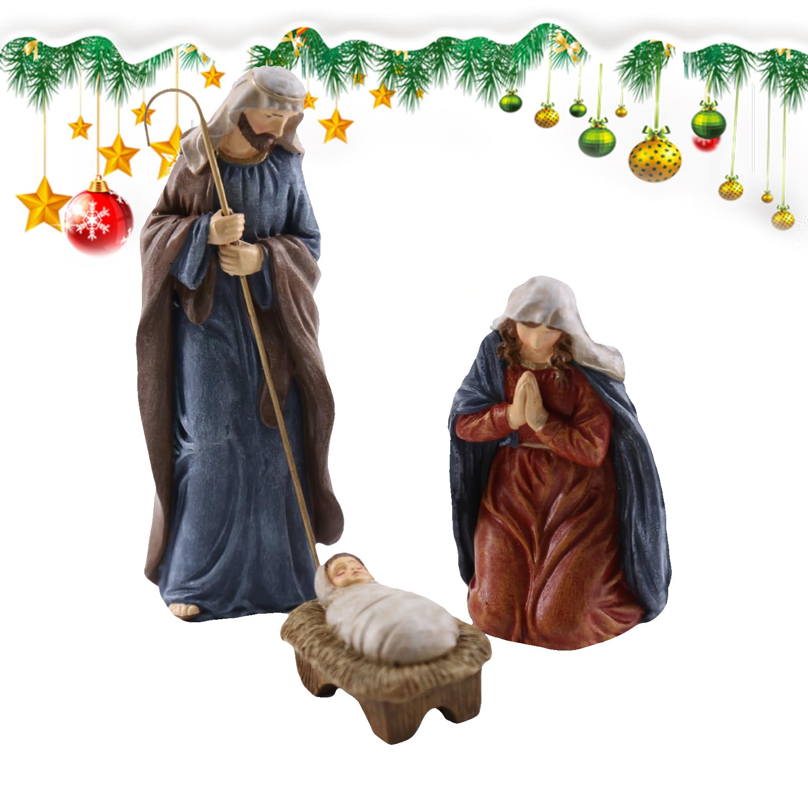 Figuras de belén navideño de 3 piezas para decorar tu escritorio u oficina