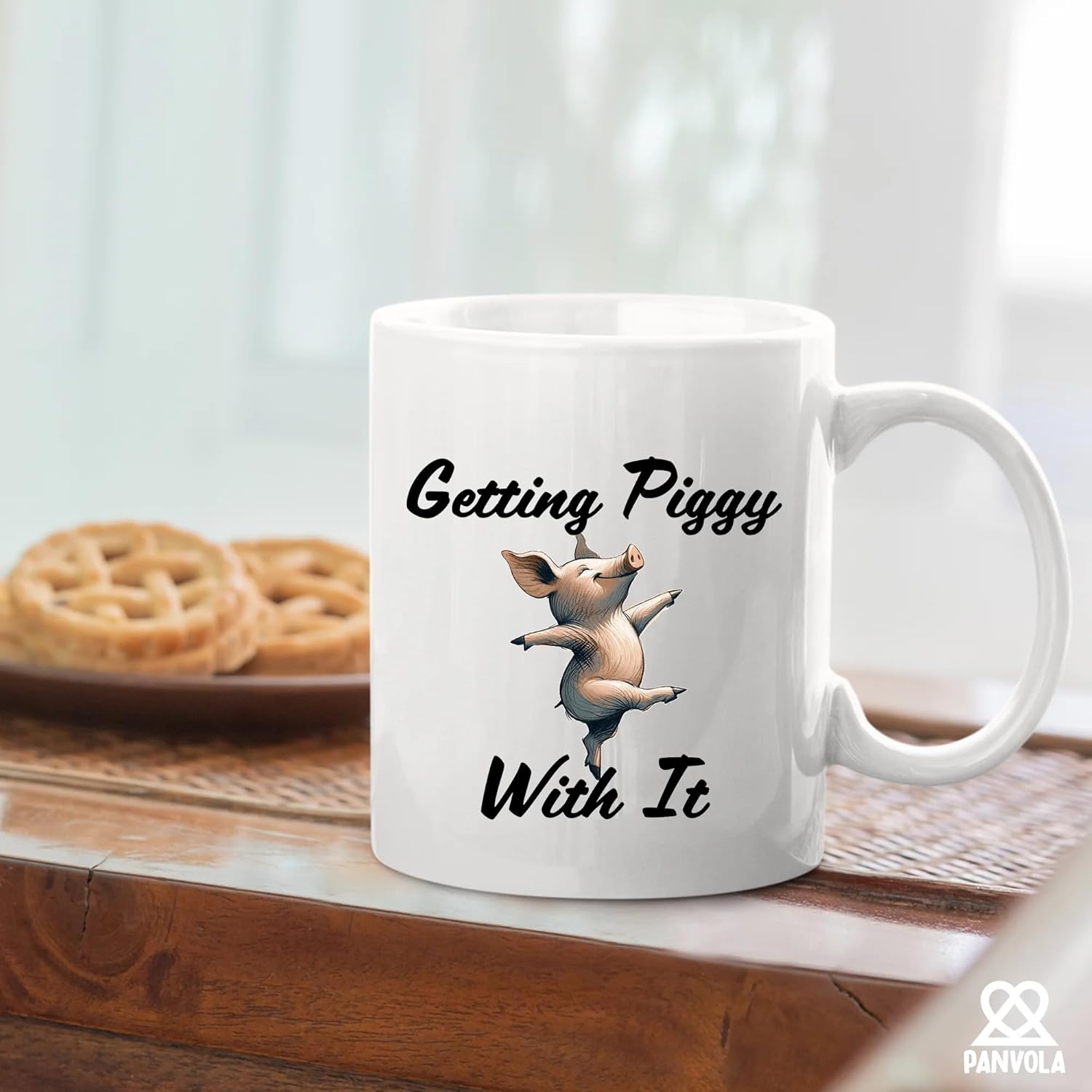 Panvola Getting Piggy With It Pig Gifts for Pig Lovers Men Women Farm Animals Pig Farmers Gifts Pig Farming Novelty Drinkware Ceramic Mug 11 oz White - Image 4