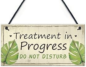 Treatment in Progress Do Not Disturb Wood Signs Hanging Door Sign Salon Spa Plaque Wall Decor 12x6inch(XXQ135)