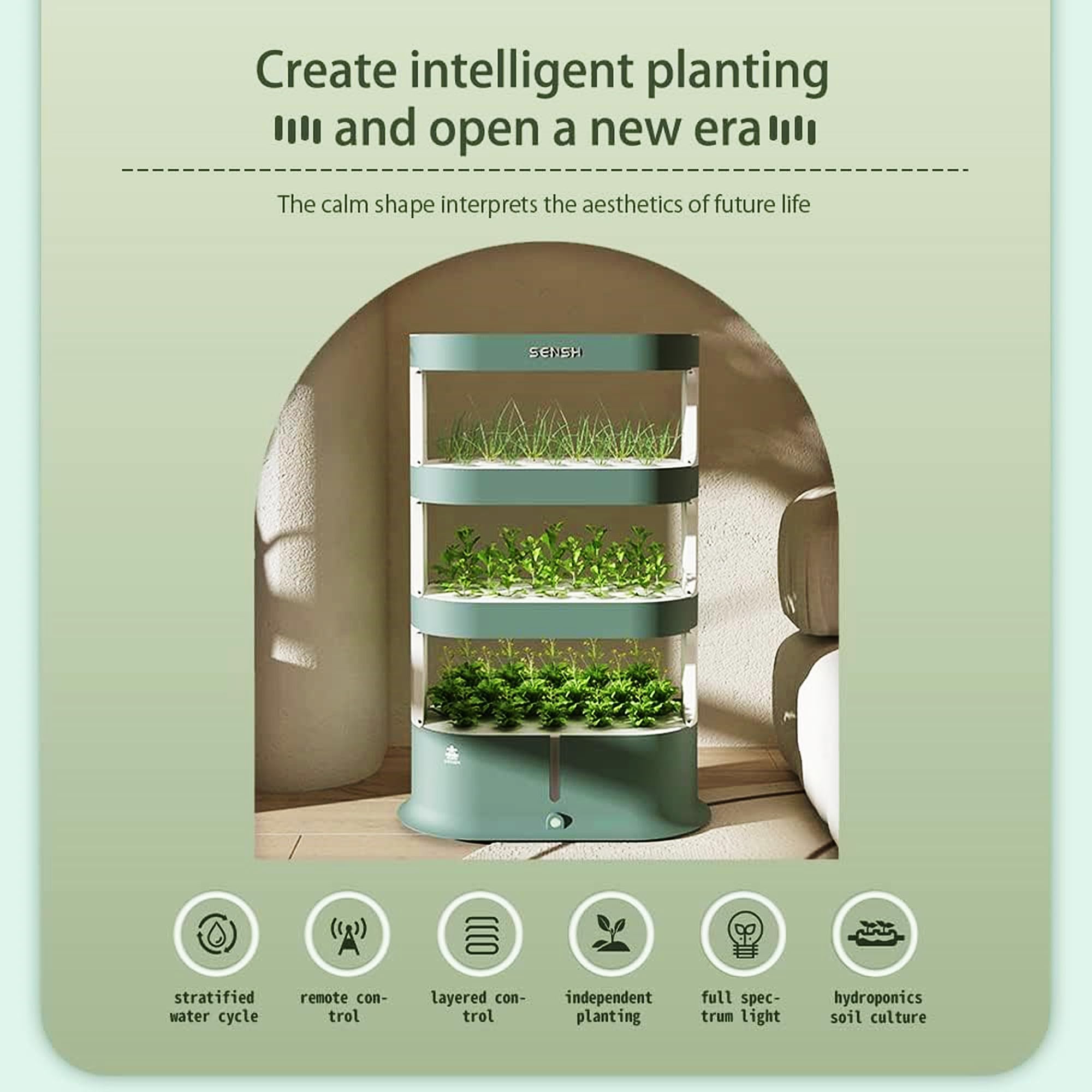 Kit de culture hydroponique avec lampe de croissance LED et cycle d'eau intelligent, jardin vertical intérieur pour germination de plantes, herbes et légumes