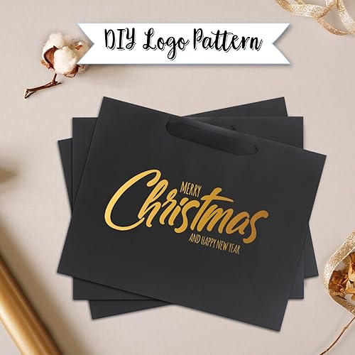 Miniatura 4 de QIELSER Paquete de 18 bolsas de regalo negras a granel, bolsas de compras de papel kraft resistentes con asas de cinta para recuerdos de fiesta,