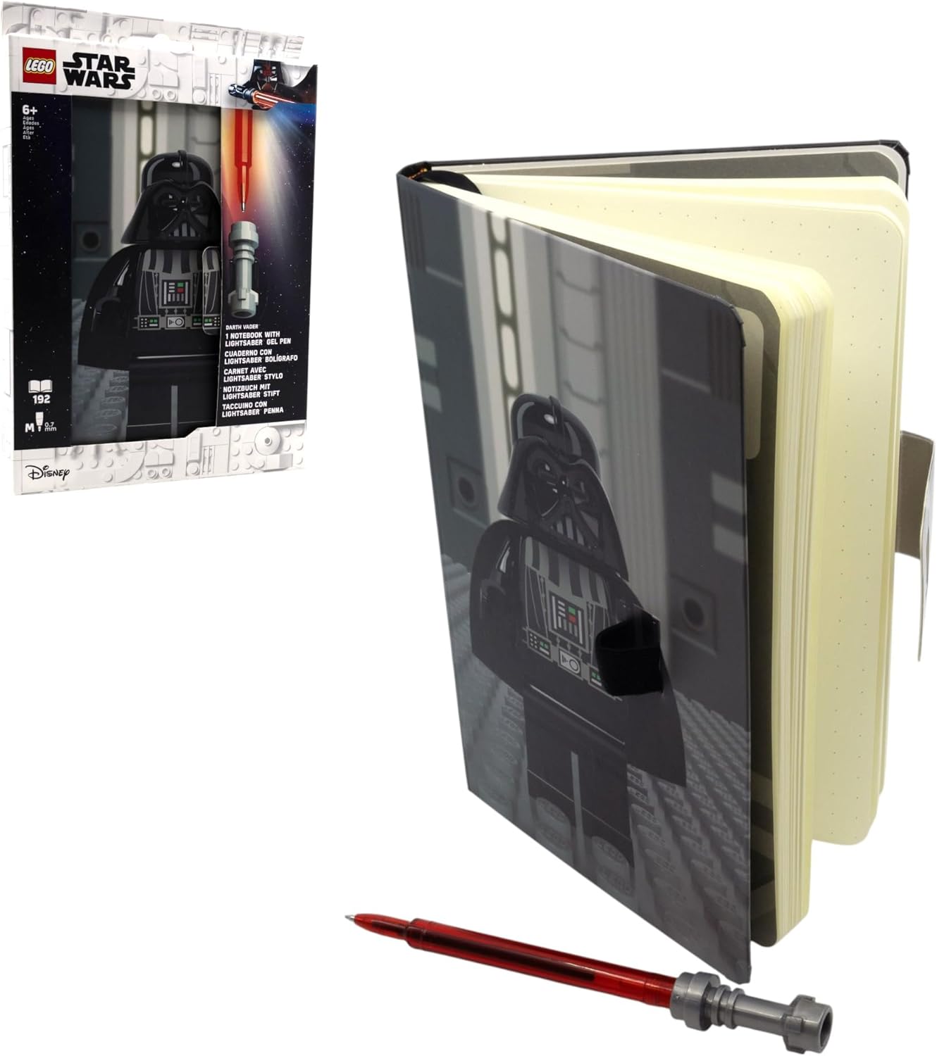 IQ LEGO Star Wars Dotted Notebook with Lightsaber Gel Pen - Darth Vader (53492), Hardcover, Dotted