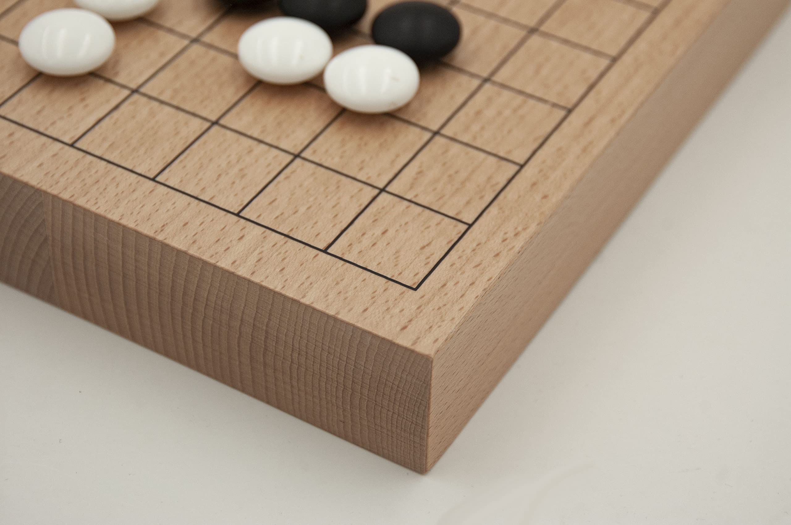 Go-Set Buchenfurnier-Brett (19x19, 36mm) mit Yunzi-Steinen und Holzdosen